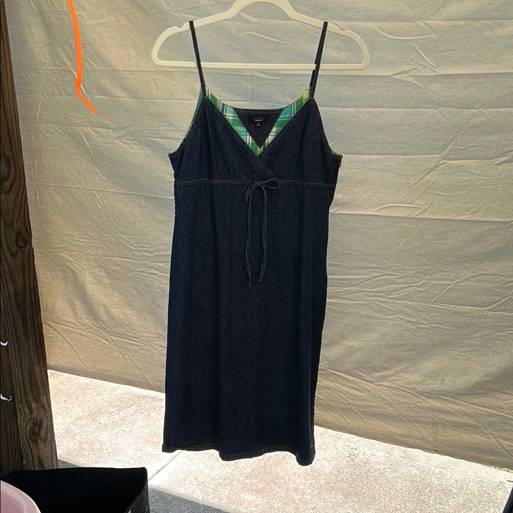 Tommy Hilfiger Denim Dress with Plaid Accent